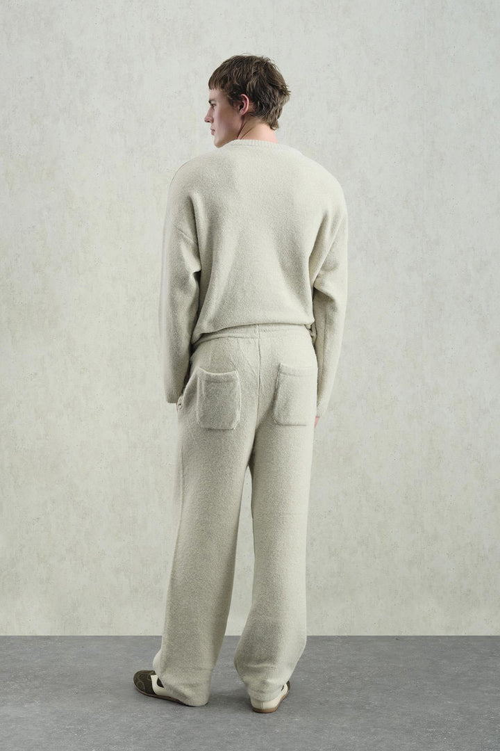 Giesto Pantalon en tricot beige à texture douce - Beige