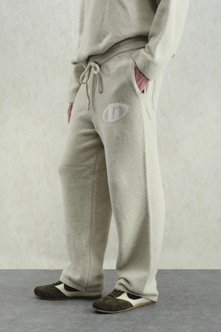 Giesto Pantalon en tricot beige à texture douce - Beige