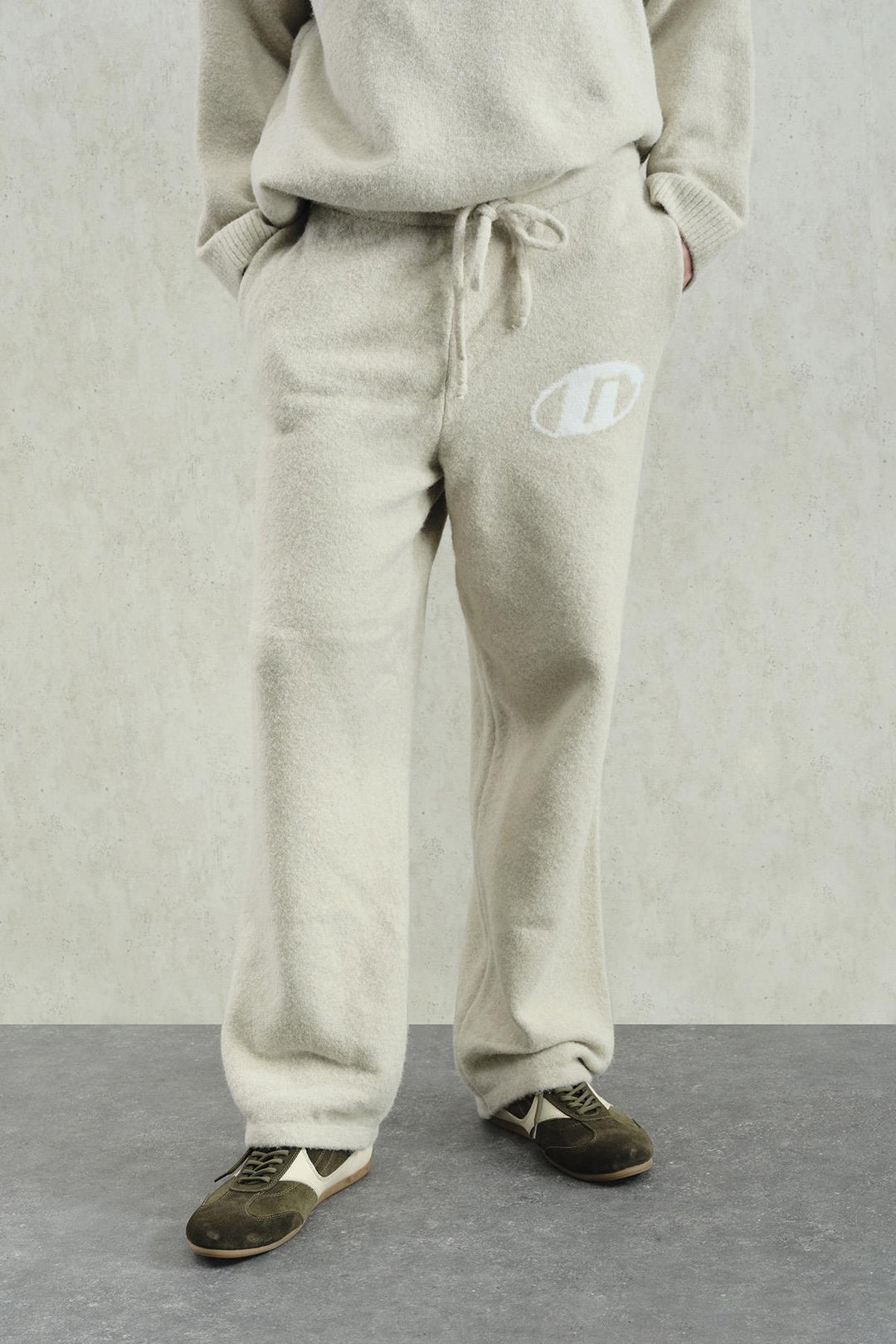 Giesto Pantalon en tricot beige à texture douce - Beige