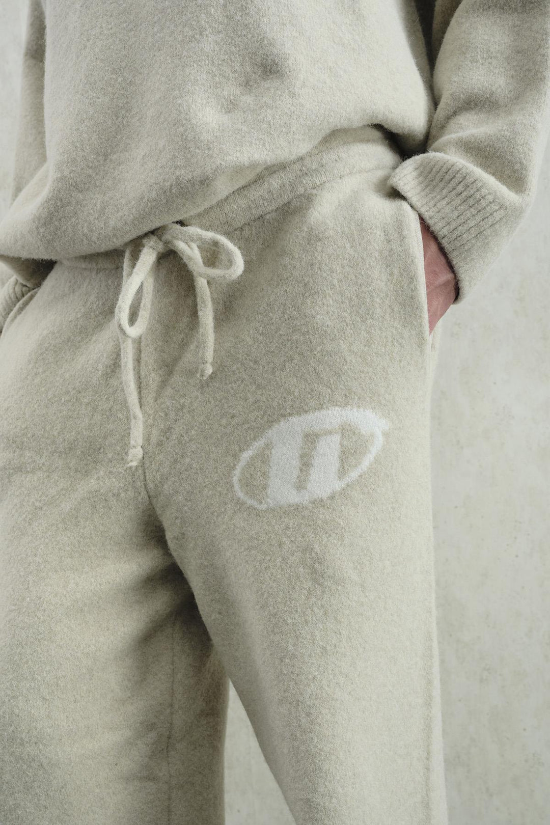 Giesto Pantalon en tricot beige à texture douce - Beige