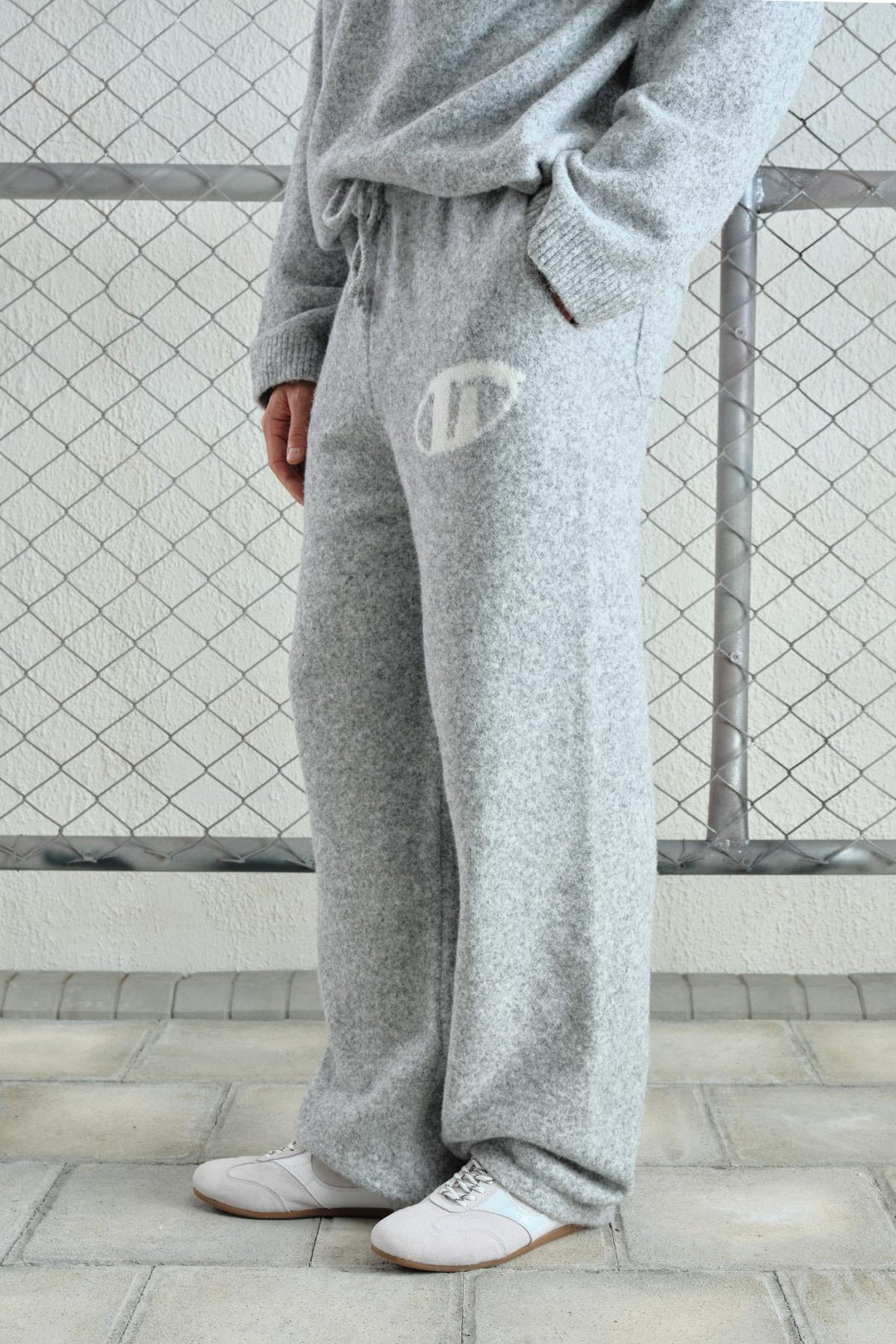 Giesto Pantalon en tricot gris à texture douce - Gris
