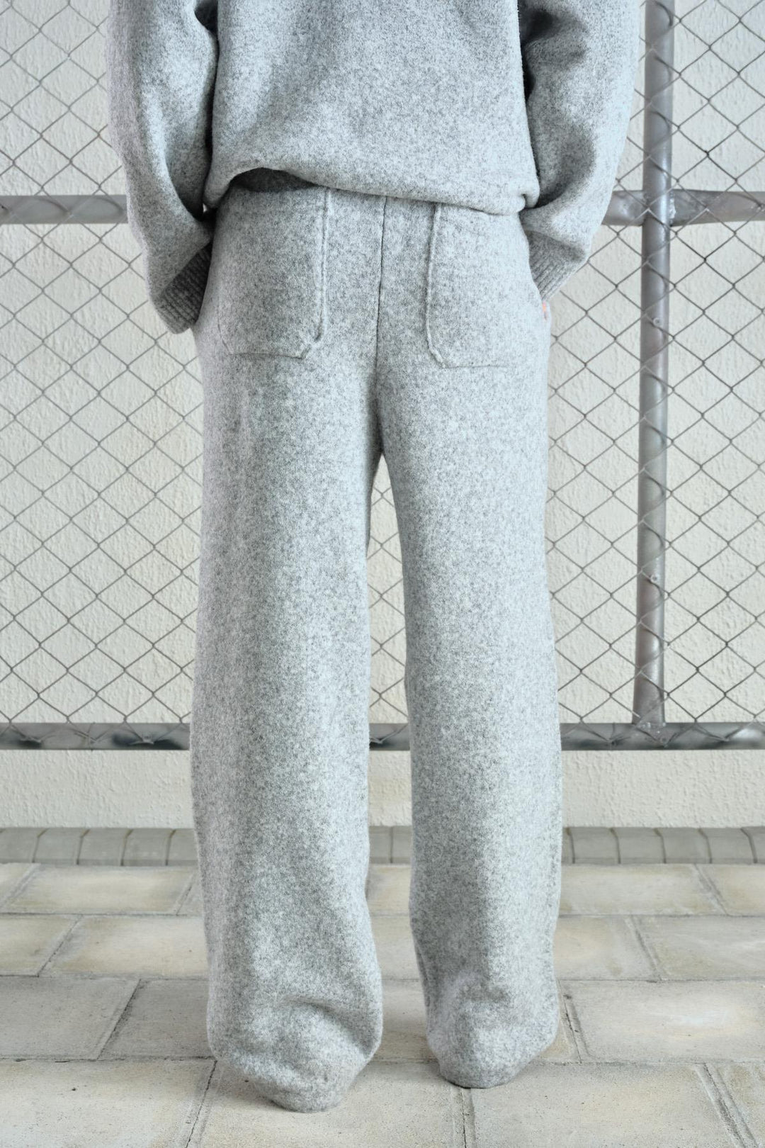 Giesto Pantalon en tricot gris à texture douce - Gris
