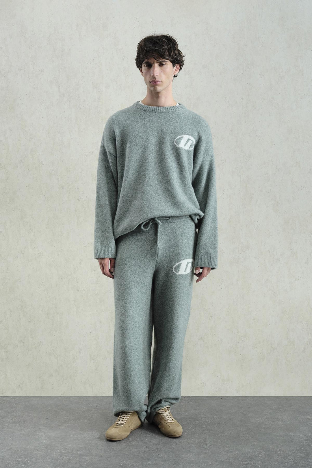 Giesto Pantalon en tricot mint à texture douce - Menthe