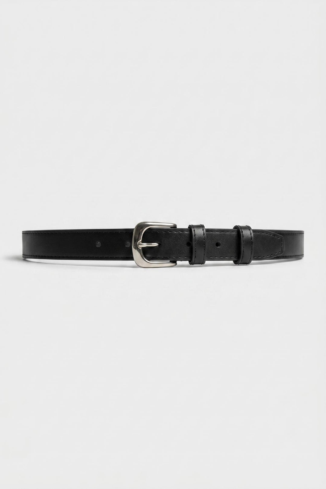 Giesto Ceinture en Similicuir Noir à Boucle Ronde - Noir