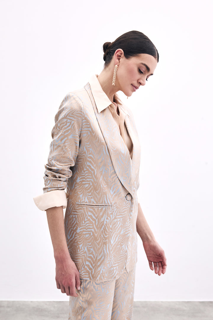 Sateen Veste Imprimée Zebra - Bleu