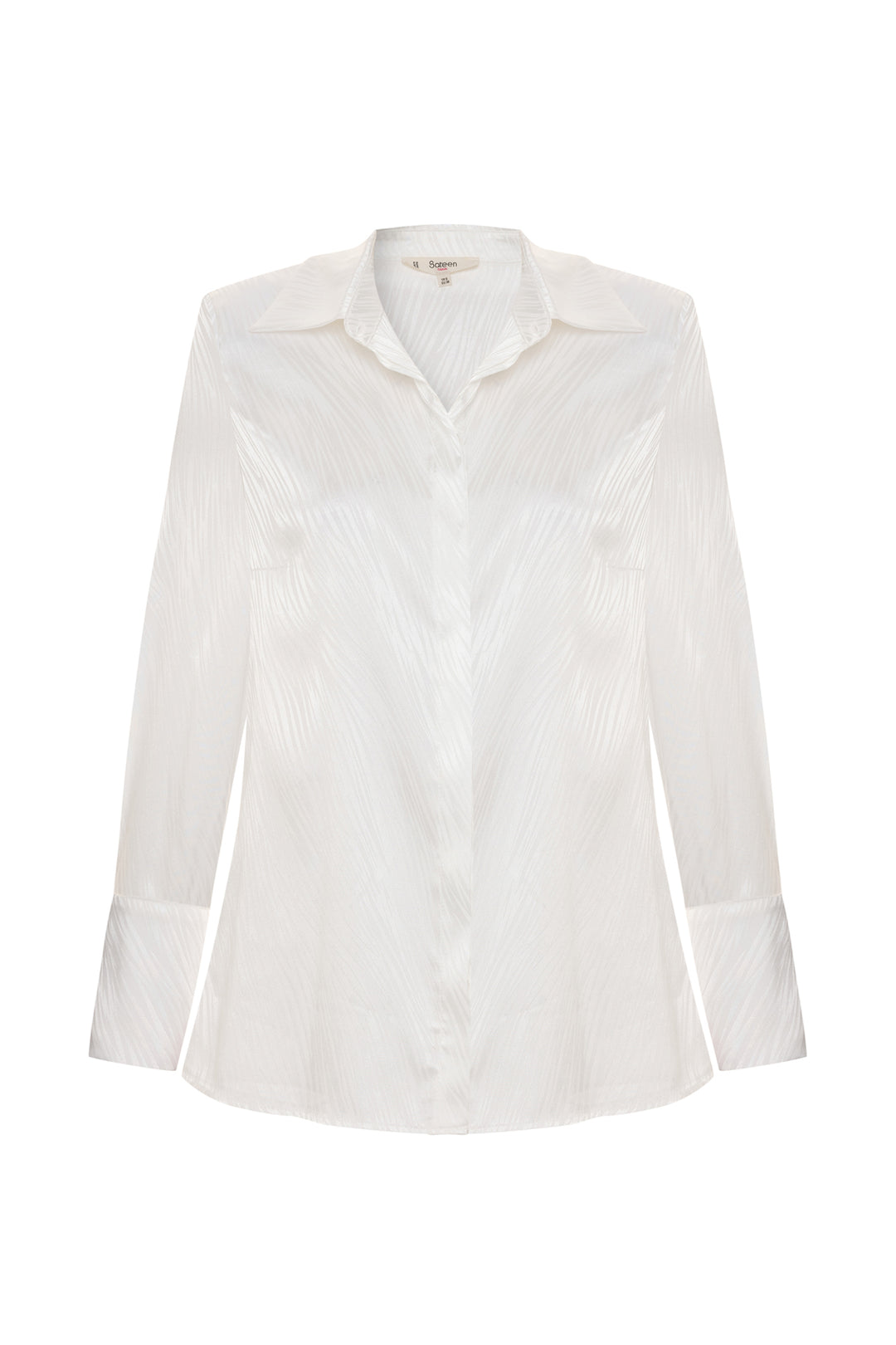 Sateen Chemise à Motif Zèbre - Écru