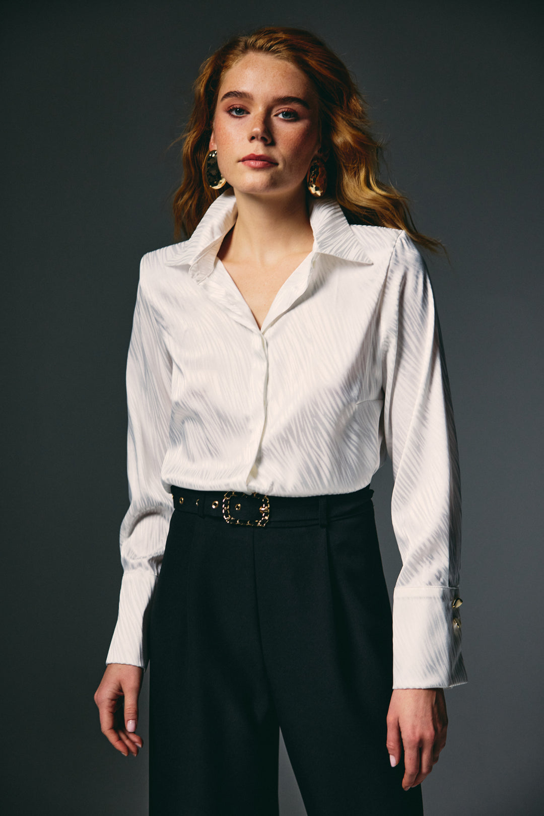 Sateen Chemise à Motif Zèbre - Écru