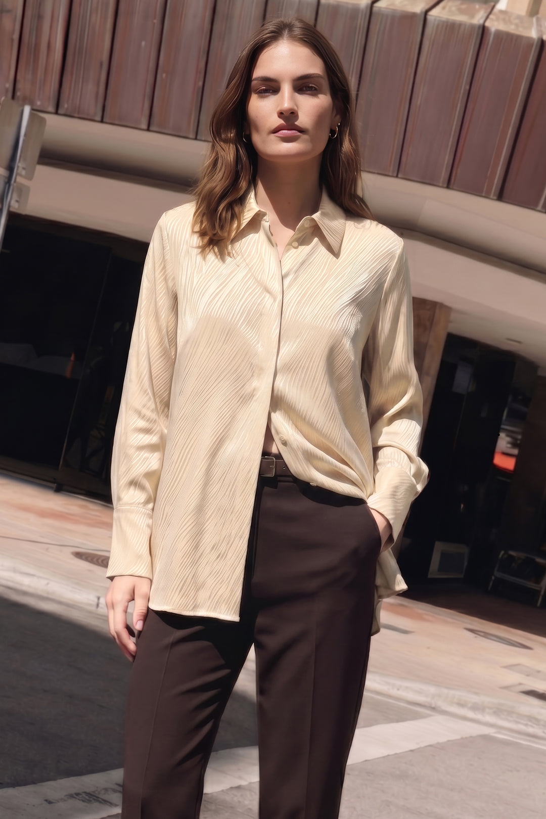 Sateen Chemise à motifs zèbre - gold