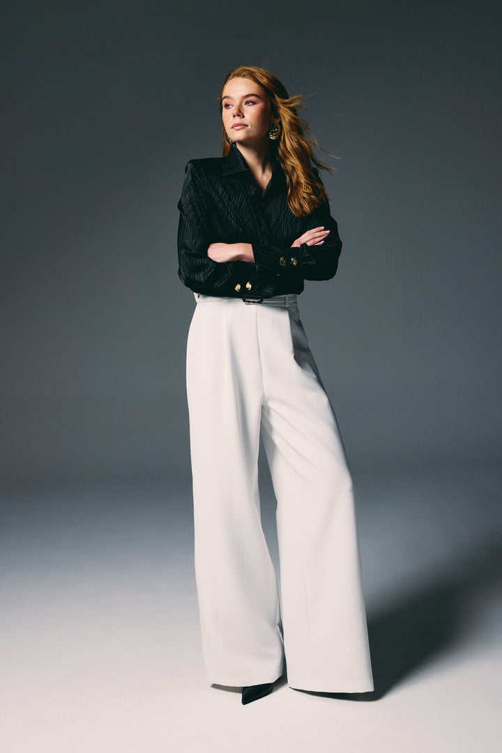 Sateen Zebra Print Shirt - Black
