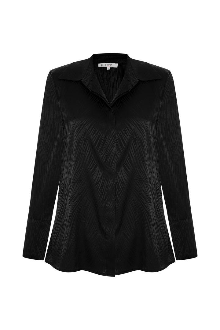 Sateen Zebra Print Shirt - Black