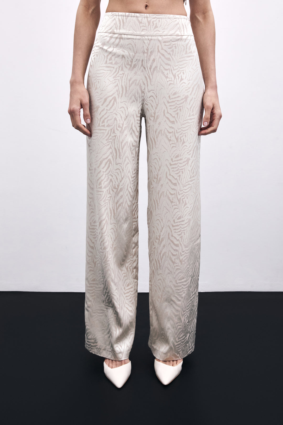 Sateen Pantalon Imprimé Zebra - Beige