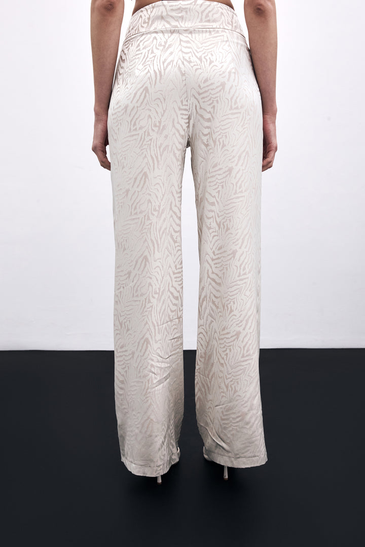 Sateen Pantalon Imprimé Zebra - Beige