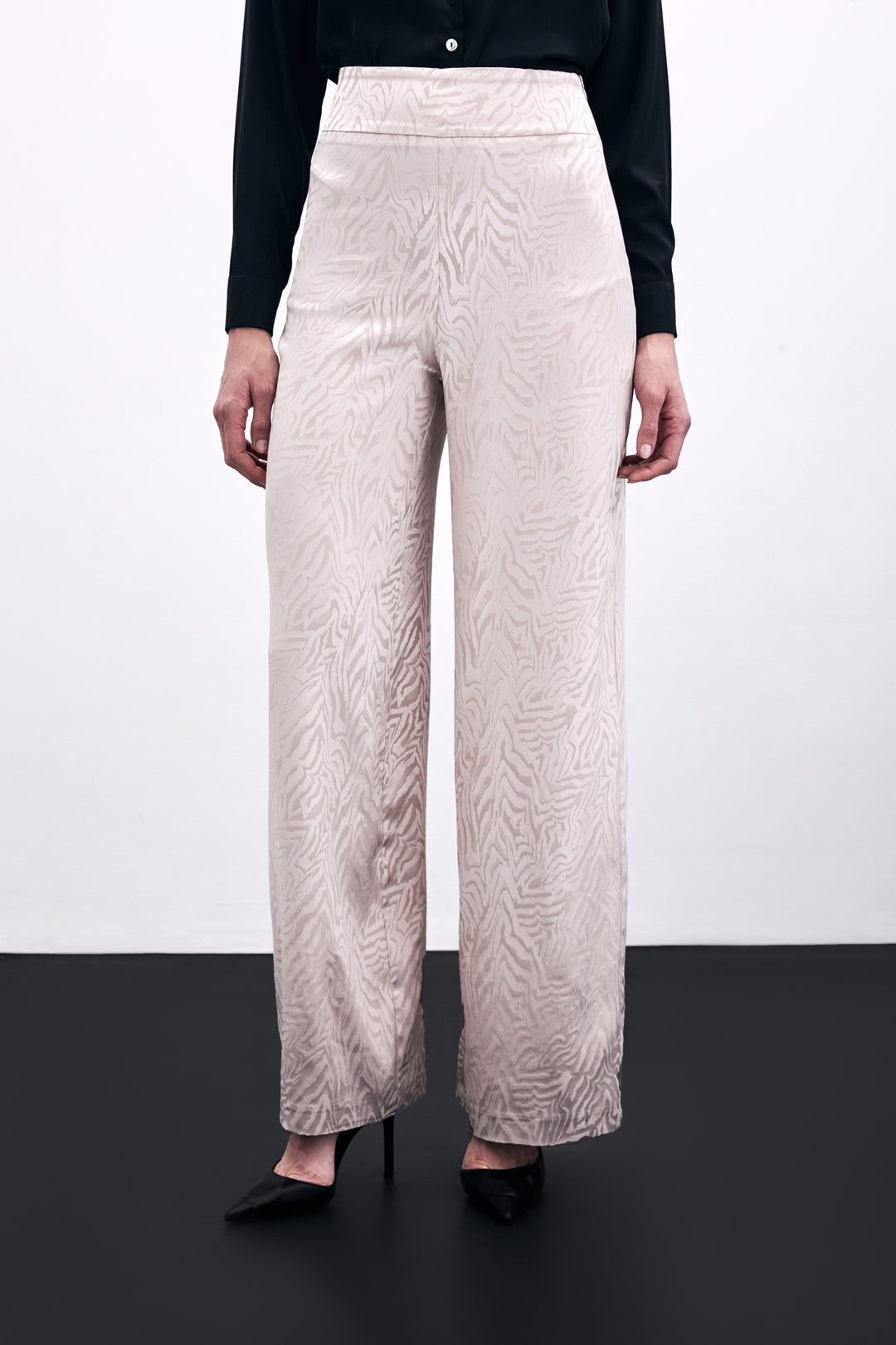 Sateen Pantalon Imprimé Zebra - Poudre