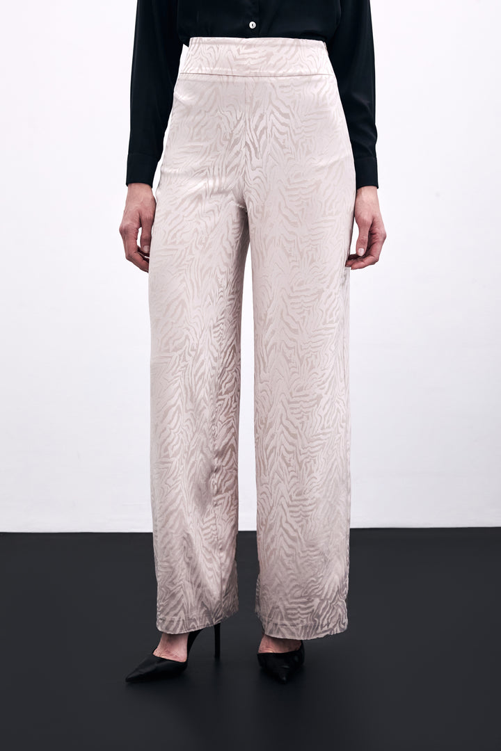 Sateen Pantalon Imprimé Zebra - Poudre
