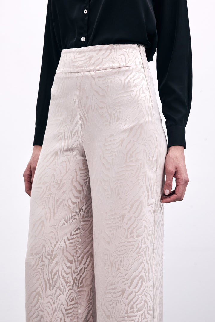 Sateen Pantalon Imprimé Zebra - Poudre