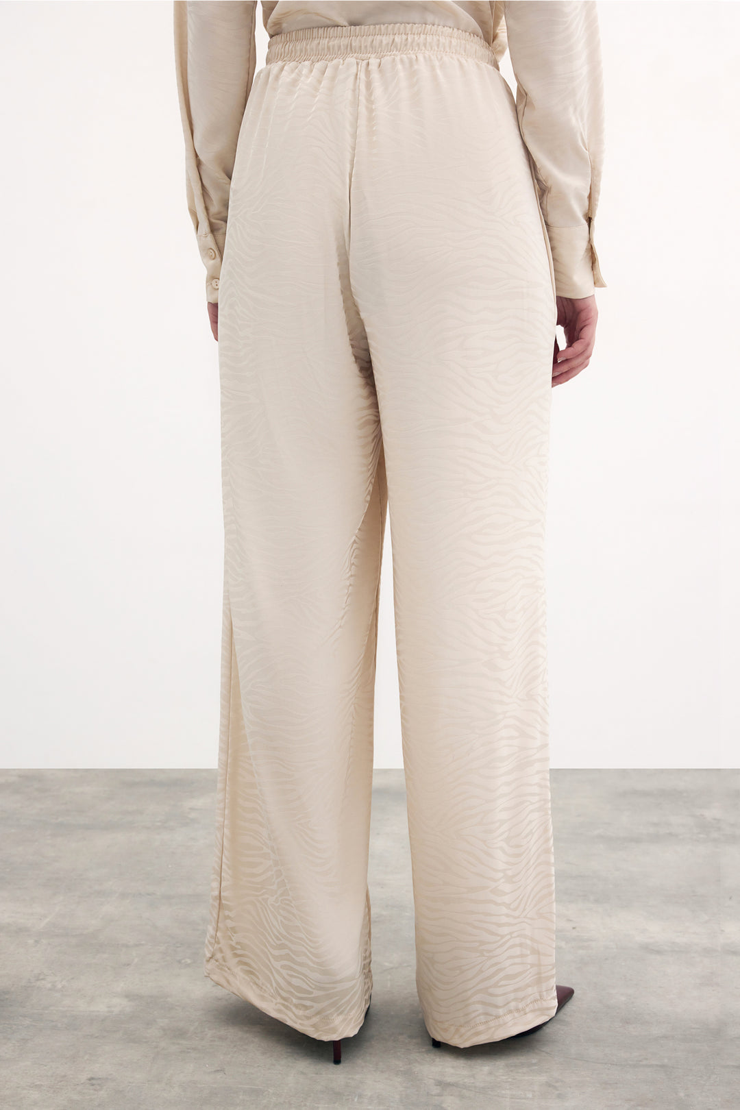 Sateen Pantalon Ample À Motif Zèbre - Pierre