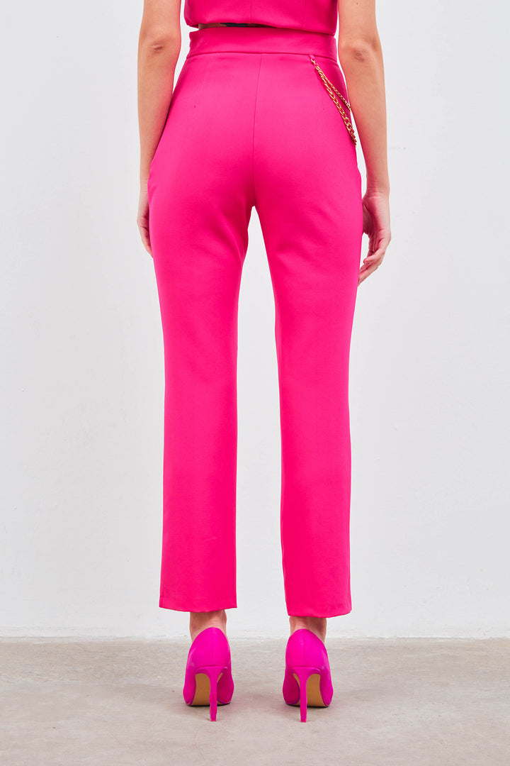 Sateen Pantalon avec accessoire en chaîne - Fuchsia