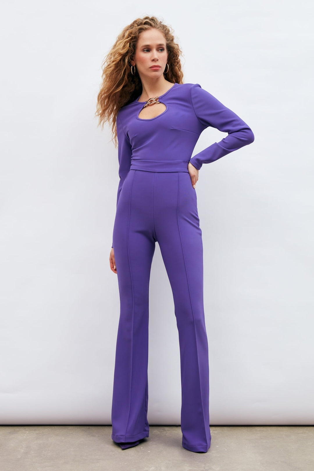 Sateen Blouse avec Détails en Chaîne - Violet